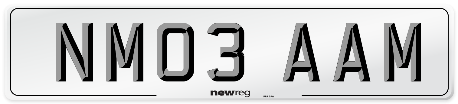 NM03 AAM Number Plate from New Reg
